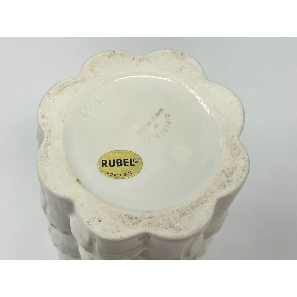 Vintage Rubel Midamerica White Blanc Ceramic Bamboo Vase 7” Made In Portugal